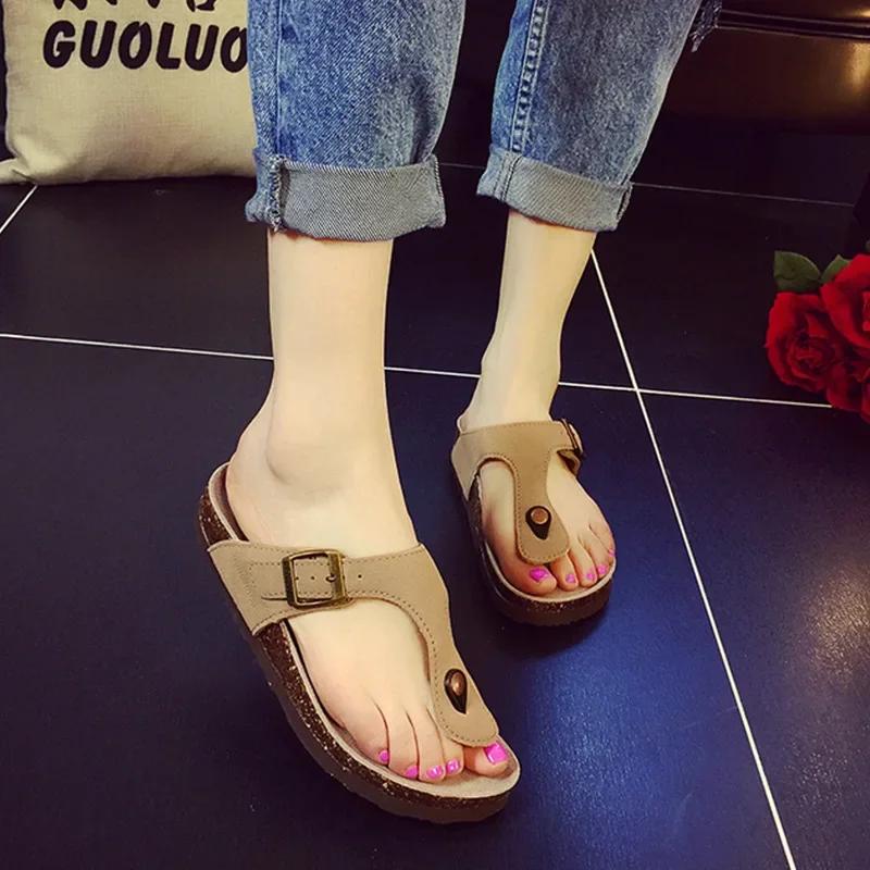 Móda 8 Styl Letní Plážové Korkové Pantofle Sandály Ležérní Dvojitá Spona Dřeváky Sandalias Ženy muži Nazouvací Žabky Ploché Boty 35-46