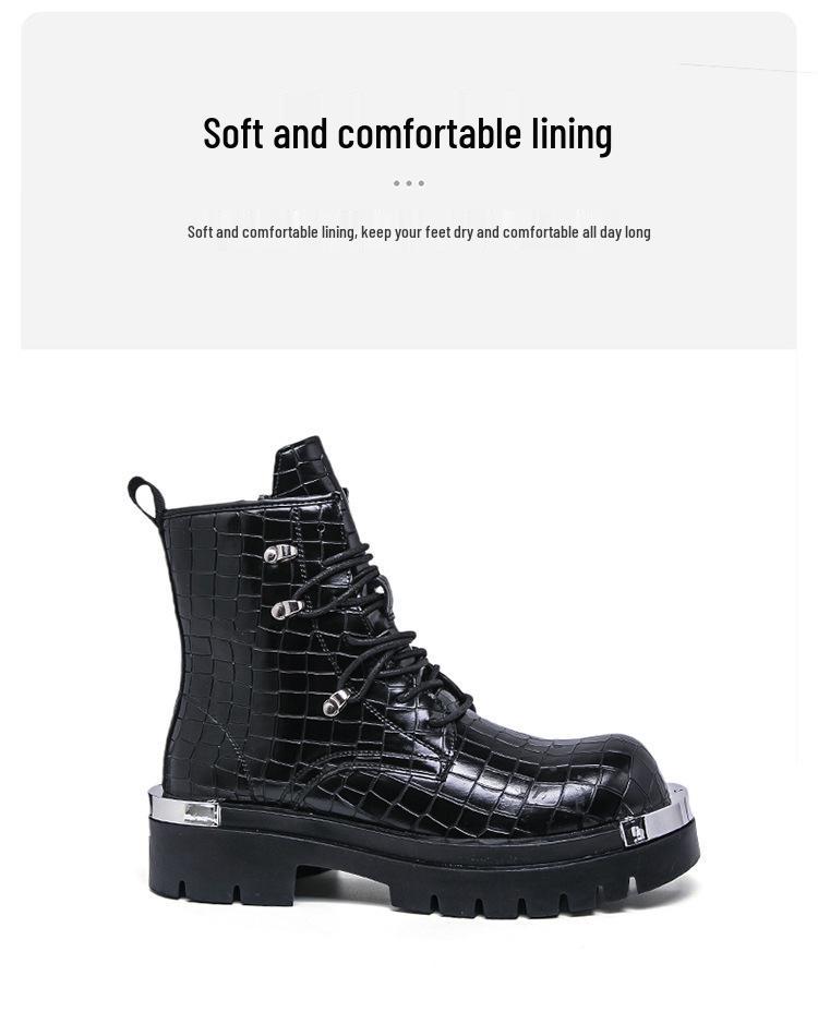 Men's Retro British Style High-Top Martin Boots - Autumn/Winter Thick-Soled Fashionable Large Size Shoes