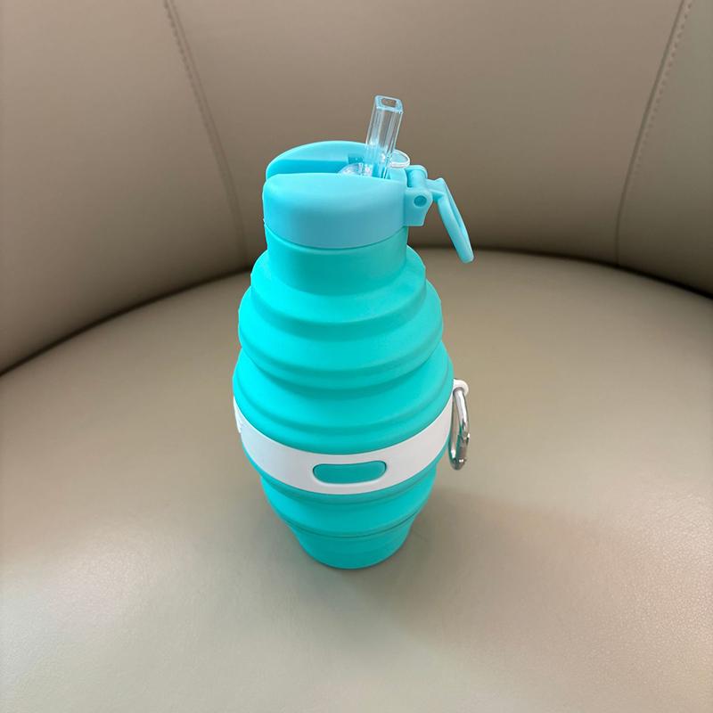 Reusable 475Ml Collapsible Water Bottles Retractable Portable Hiking Cups With Carabiner Silicone Folding Drink Cups Sport