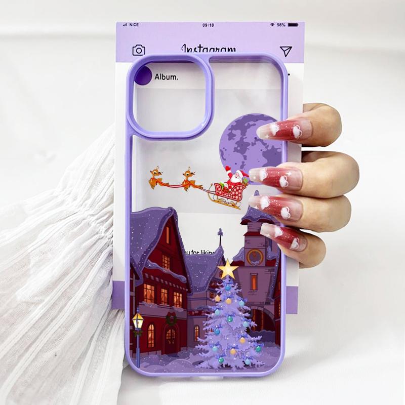 Merry Christmas Tree Snow Scene Phone Case for iPhone 14 13 12 Mini 11 Pro Max 16 15 Pro Max XS XR X 17 8 plus Shockproof Cover