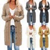 Solid Color Long Sleeve Women Cardigan Button Down Pockets Open Front Twist Sweater Coat Outerwear
