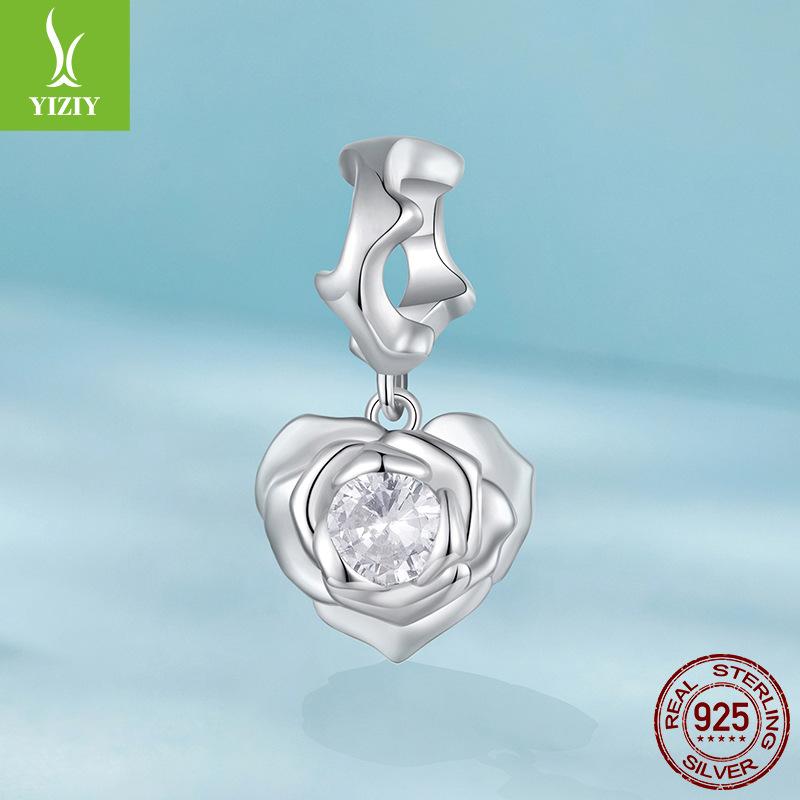 

Rose Heart Pendant Diy Necklace Bracelet Accessories Valentine S Day Gift 925 Silver Beads