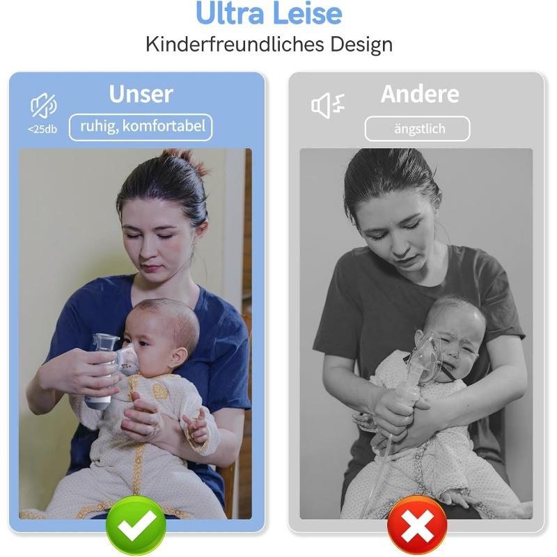 Inhalator Ultra Silențios pentru Adulți, Copii, Dimensiune Particule 1-5µm, Pulverizare Reglabilă, Inhalator Reîncărcabil