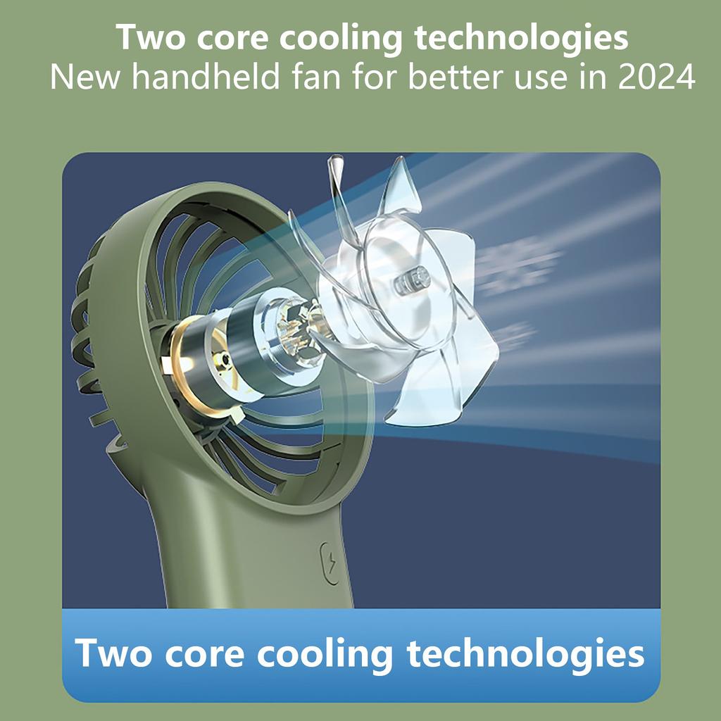 Portable Handheld Fan With Hanging Hook – USB Rechargeable Personal Fan For Outdoor Travel & Desk Use