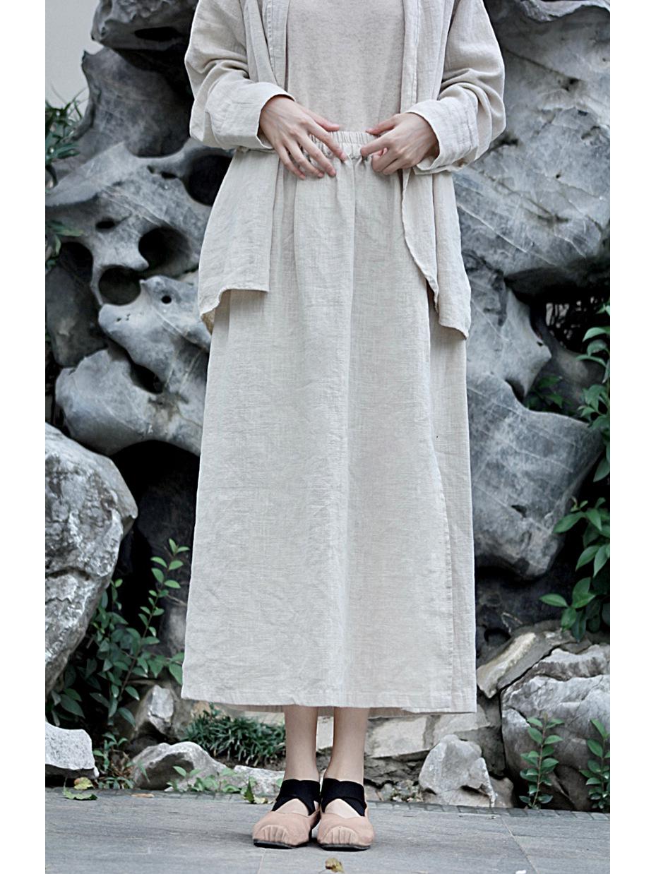 

Темный крутой стиль, комплект из миди-юбки и костюма из хлопка и льна с песочной стиркой - 2 цвета One Size