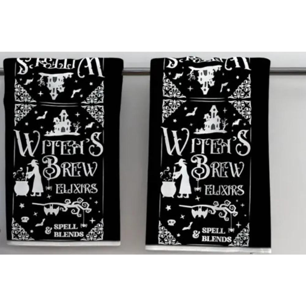 Halloween Decorative Kitchen Towels Microfiber Dish Cloths with Spooky Prints Absorbent Holiday Cleaning Rags for Home Table Decor (40x60cm)