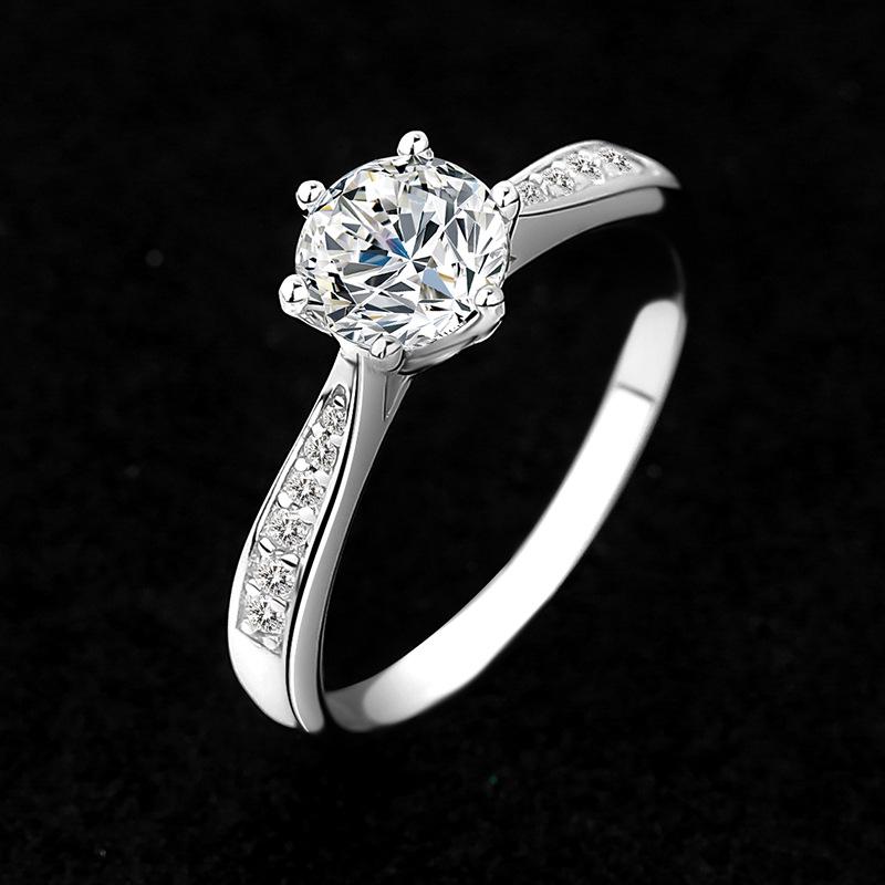 S925 Sterling Silver Women’s Ring - 1 Carat Moissanite, Korean Six-Prong Fashion Style
