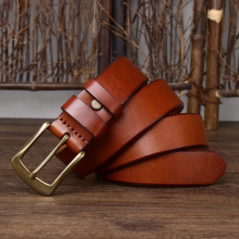 Gürtel Herren Verdickt Koreanischer Stil Schlicht und Lässig Leder Dornschließe Reines Rindsleder Jugend Business Gürtel