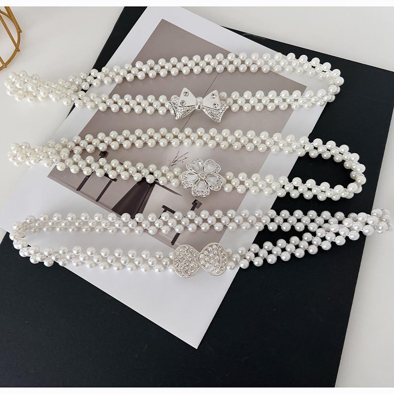Women's Stylish New Pearl Belt With Crystal Flower Design Ideal For Dress Accessories