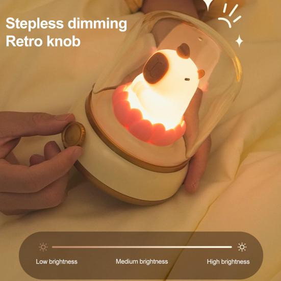 Capybara Nachtlicht Niedliche Wiederaufladbare Lampe Dimmbar Timerfunktion Dual-Modus LED Nachttischlampe Tischdekoration