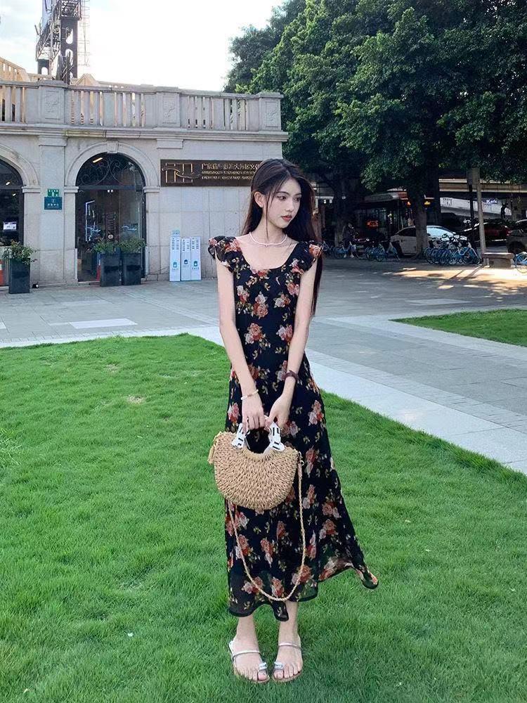 Women's Summer 2024 French-Inspired Seaside Long Dress