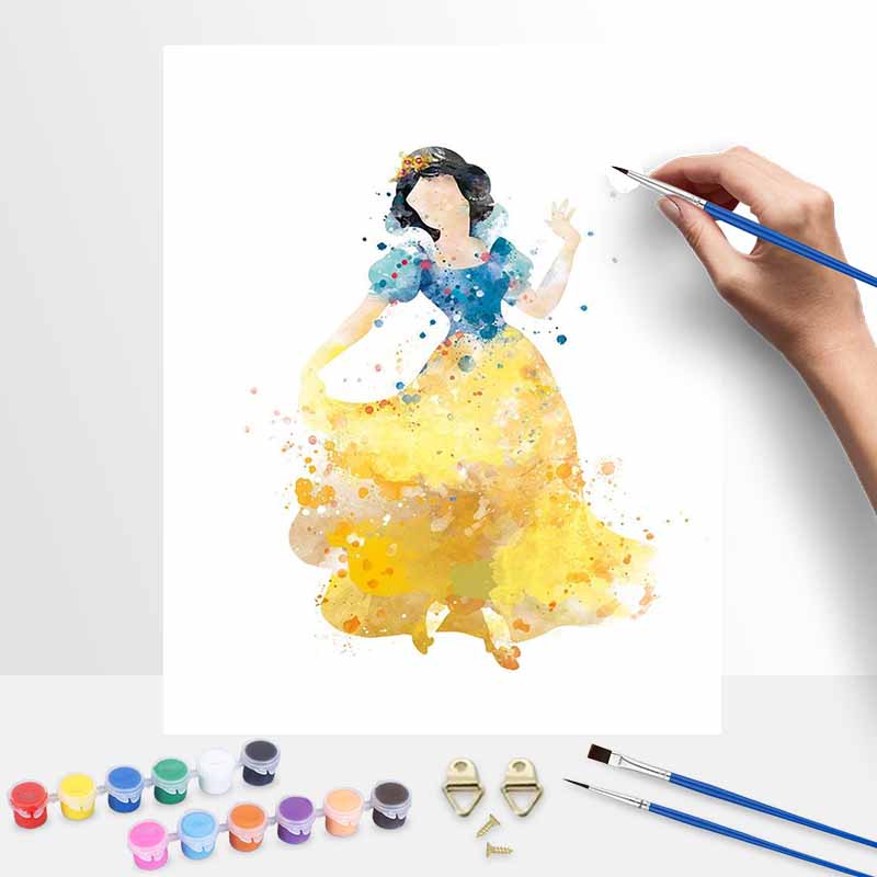 Disney Snow White Watercolor Oil Paint by Numbers Painting Kit Handmade Diy Home Decor Gifts Wall Art Canvas Painting Craft Set Decor