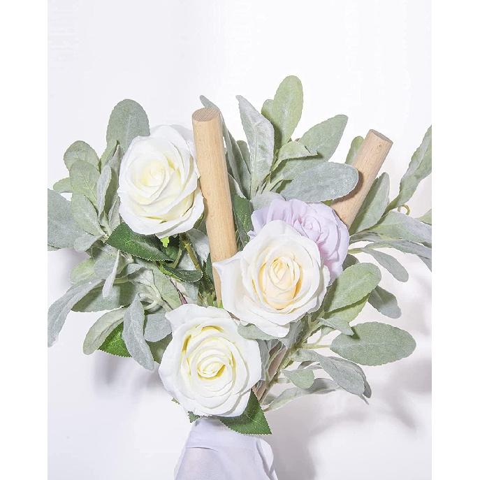 6pcs Artificial Lambs Ear Stems,14" Flocked Sage Leaves Plants for Wedding Party Home Decor (Flocked Green)