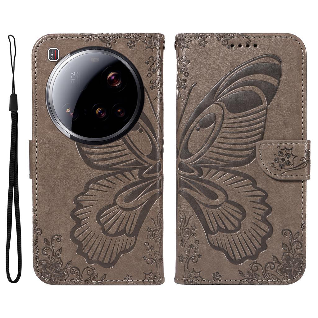 For Xiaomi 15 Ultra Case Butterfly Pattern PU Leather Folio Flip Phone Cover -  Green