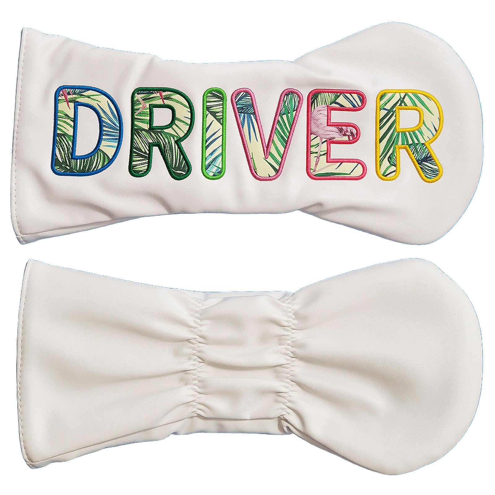 

Tropical Golf Headcovers for and and Colorful Drivers, 440cc, 460cc, Woods, Utilities, UTs. Embroidered, Waterproof, Stylish, (White, Driver)