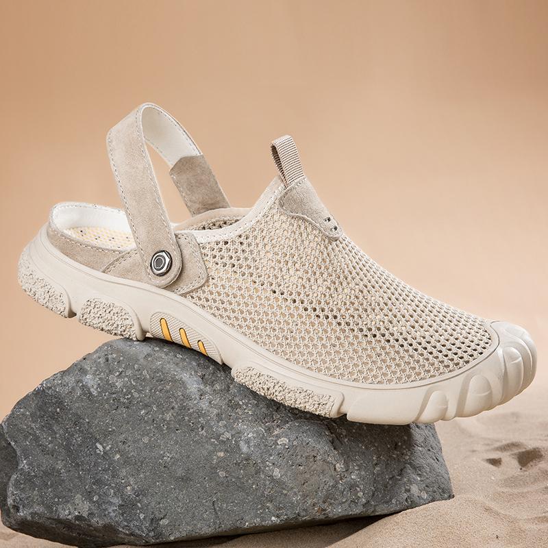 

Летние мужские сетчатые кроссовки пляжные сандалии для альпинизма на открытом воздухе повседневные дышащие туфли на плоской подошве мужская удобная обувь для вождения 38