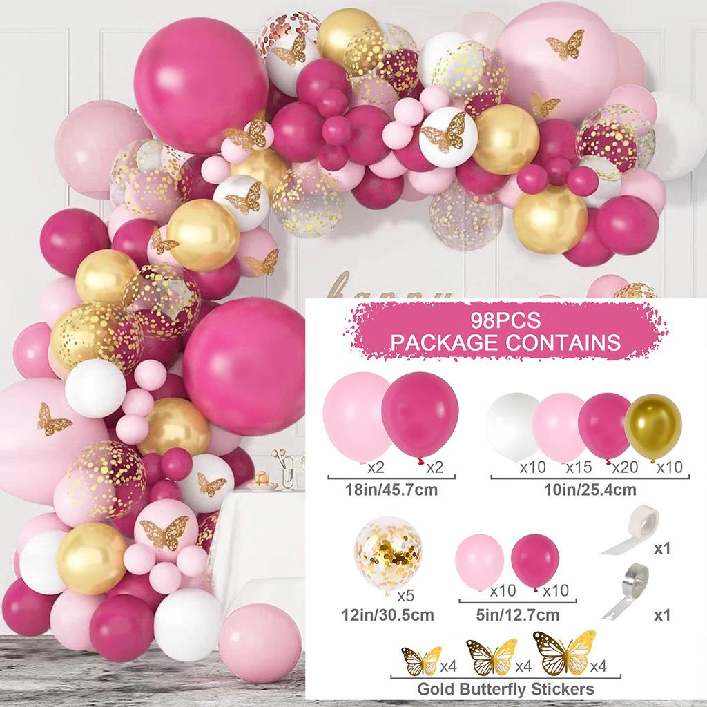 Ensemble Chaîne de Ballons Guirlande Ballons Anniversaire Mariage Fête Toile de Fond Arrangement Décoratif Ballons