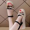 Plateau Damen Sandalen Keilabsatz Offene Zehen Damen Schuhe Farbgebung Designer Chic und Elegant Korea im Angebot Bequem