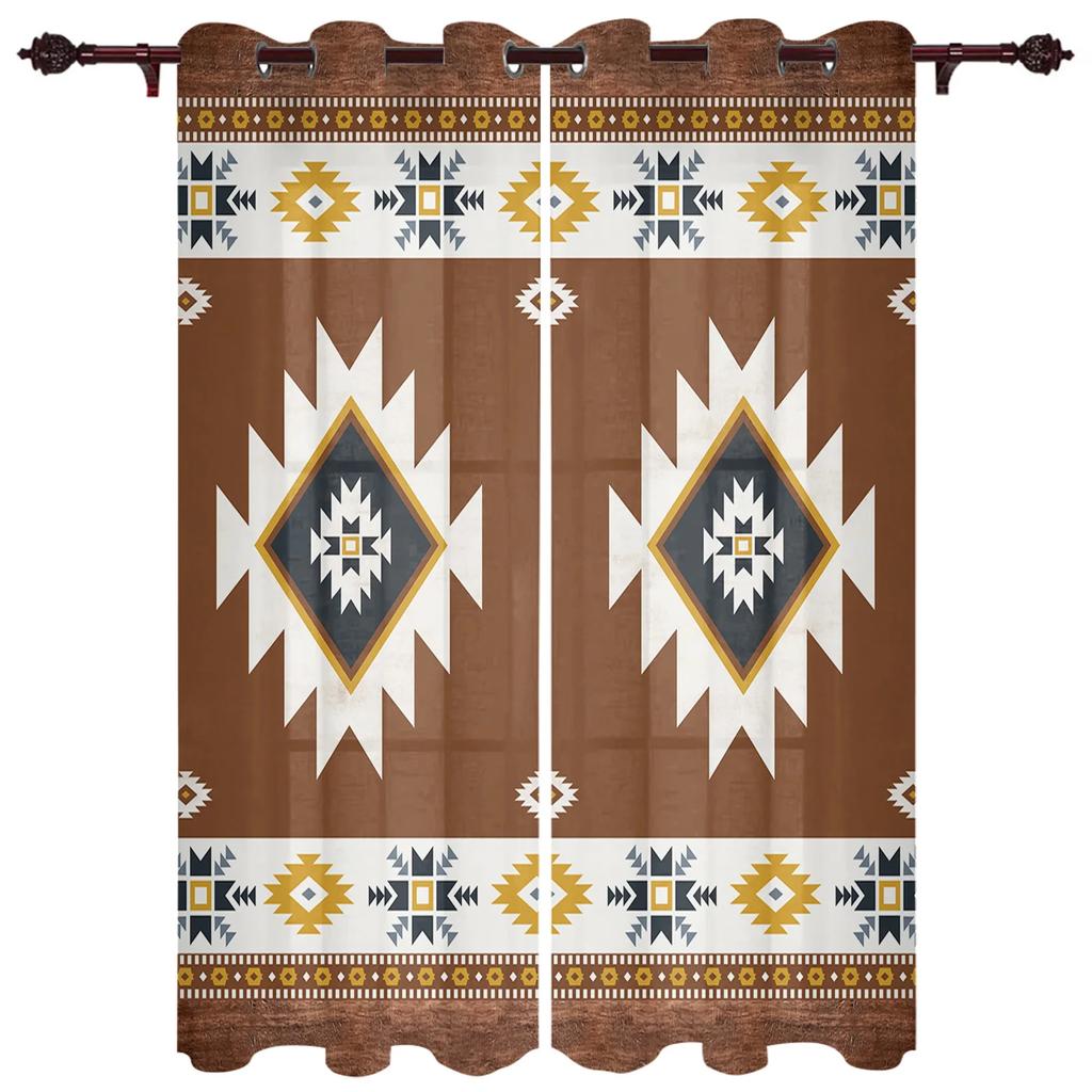 Boho Tribal Totem Window Curtain Modern European Style Curtains for Bedroom Living Room Blinds Window Backdrop Curtain 2Panels