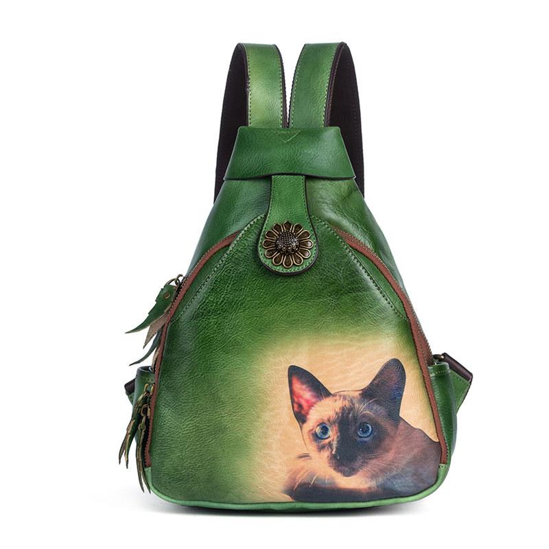 Genuine Leather Women Fashion Backpacks Vintage Design Bags Ladies Fashion Backpack Phone Bag