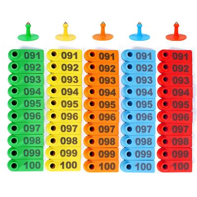100Pcs Sheep Goat Ear Tag with Number / Ear Tag Pliers Laser Copper Head Earrings Farm Livestock Sheep Ear Identification Tools