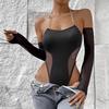 New Sexy Bare Shoulder with Gloves Chain Hanging Neck One-piece Erotic Underwear Set