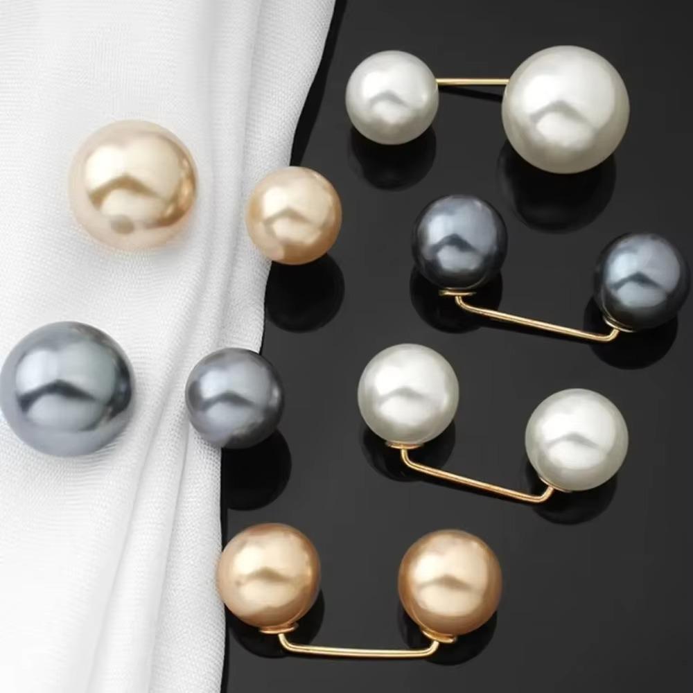 6Pcs Detachable Pearl Brooch Adjustable Retractable Button Elegant Waist Clip  Women