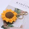 Creative Handmade Knitted Sunflower Keychain Keyring For Women Girl Cute Crocheted Flower Pendant Car Key Ring Handbag Gifts New