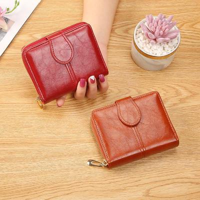Women's Cute Soft Leather Zipper Wallet - Student-Friendly Two-Fold Coin Purse CLE