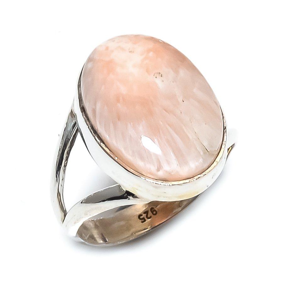 Natural Scolecite Gemstone Handmade 925 Sterling Silver Jewelry Ring Size 7 B3A02