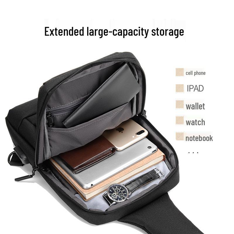 Men's Waterproof Oxford Crossbody Chest Bag - Casual Sling Bag with Large Capacity