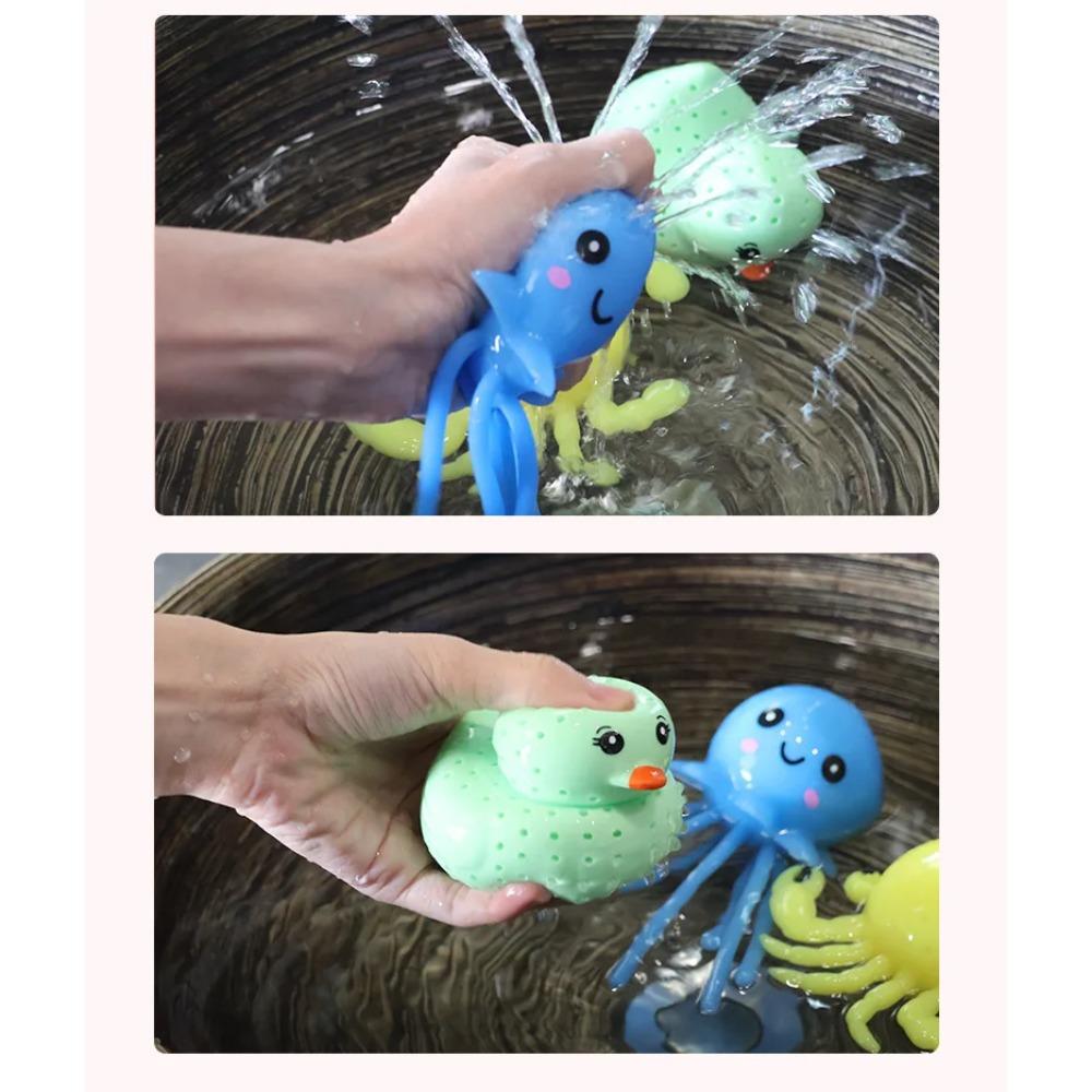Jouet à presser original pour soulager le stress, designs Crabe, Canard, Baleine et Poulpe, Jouets de bain réalistes, Aspire l'eau pour Fête & Natation
