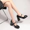 2024 Design Buckle Pumps Thick Heels HIgh Heels for Lady Mary Jane Shoes Platform Waterprof JK Punk Shoes Footwear Square Heel