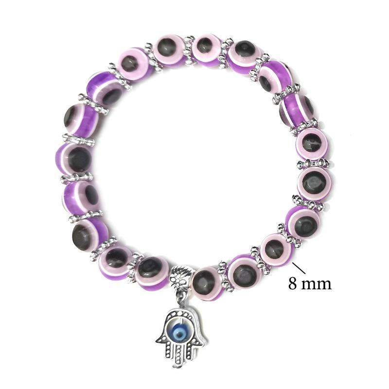 1PC Turkish Blue Eye Bracelet Fatima Palm Demon Eye Beaded Bracelet