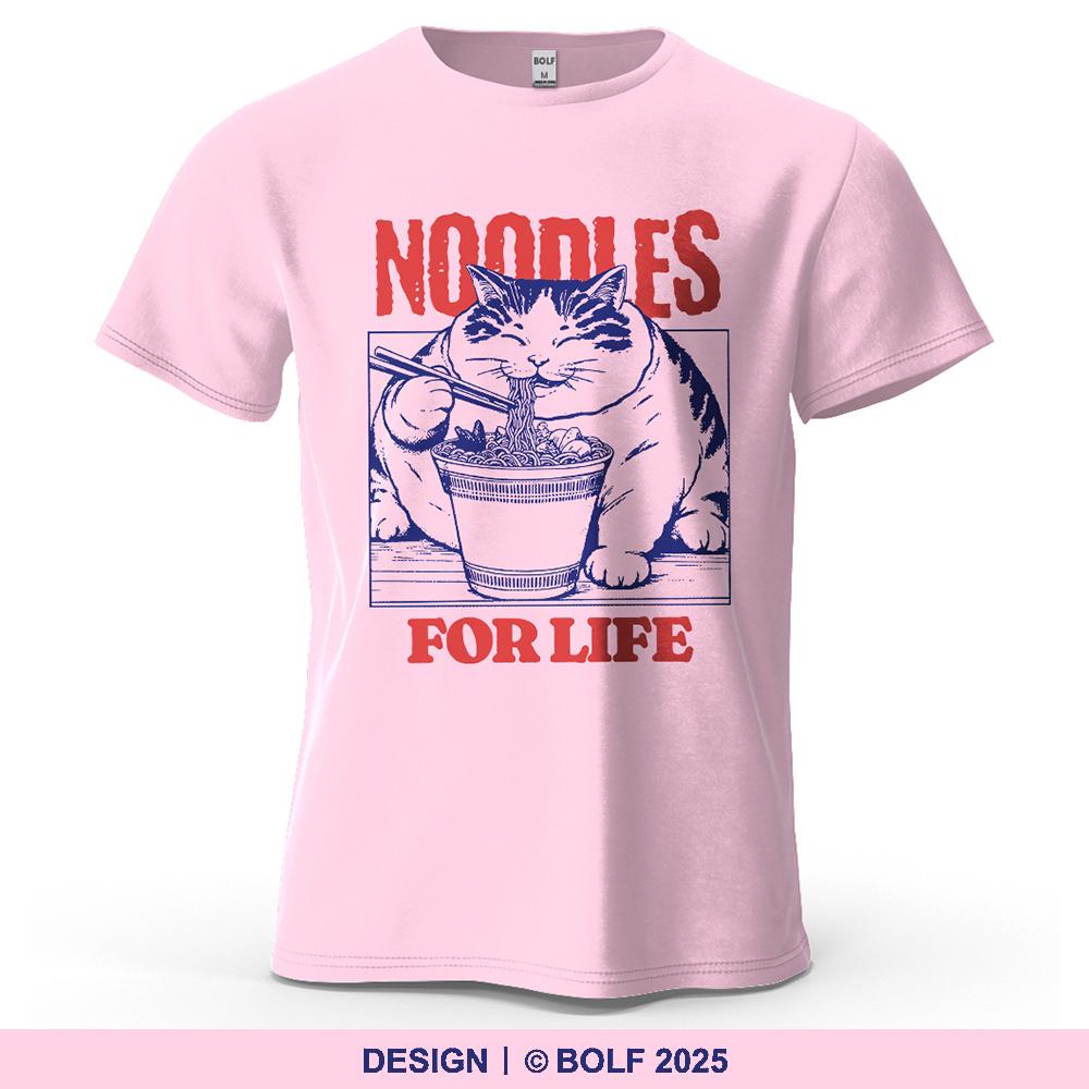 NOODLES FOR LIFE Printed Men's T-Shirt Oversized Graphic Tees for Women Tops Tees Casual Streetwear