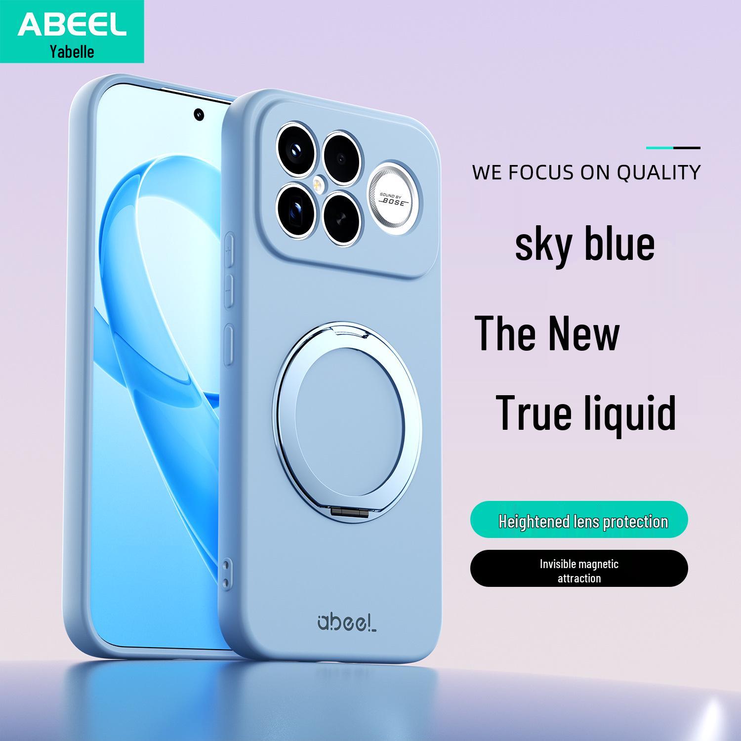 

Compatible with Redmi K90 Pro Max: Magnetic Rotating Holder Skin-Feel Liquid Silicone Drop-Proof Case Redmi K90/POCO F8 Pro небесно-голубой