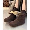 Leather thick-soled heightening two wear snow boots women's winter fur integrated short boots piled warm fluffy cotton shoes