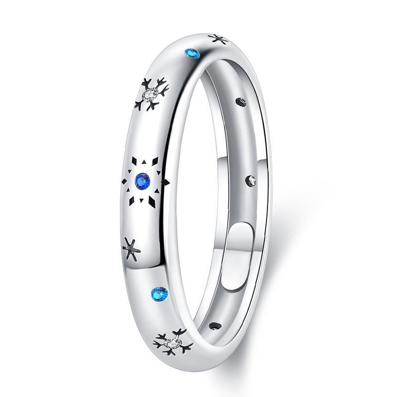 Rings 925 Silver Star Moon Colorful Sparkling Zircon Simple Rings For Women Exquisite Wedding Engagement Birthday Jewelry Gifts