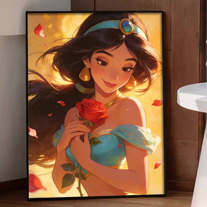 Disney Princess Jasmine Rose Diamond Painting Art Kit Handmade DIY5D Home Decor Gift