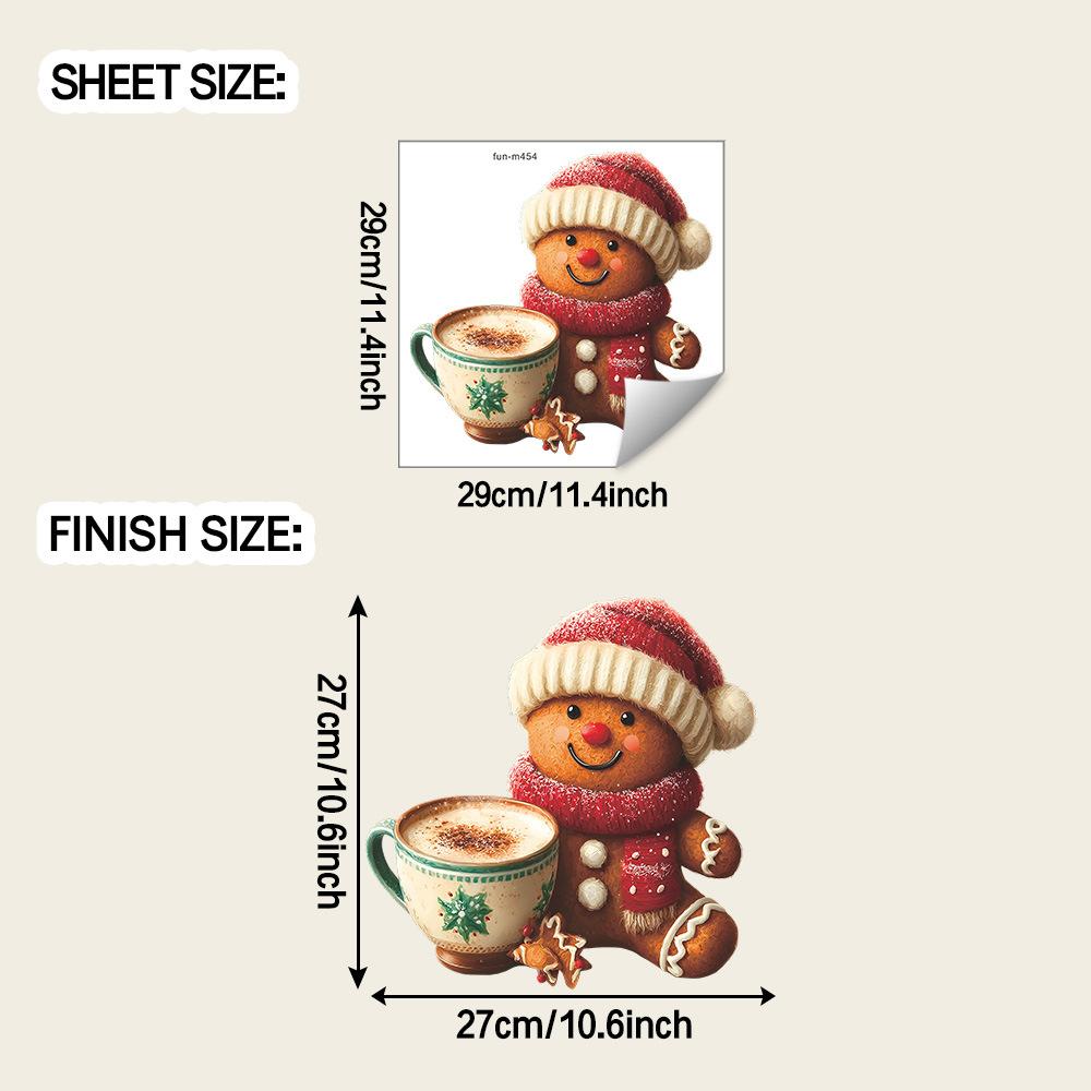 

Искусственный пряничный человечек и кофе Рождественская атмосфера Декоративные наклейки на стену для ванной и туалета