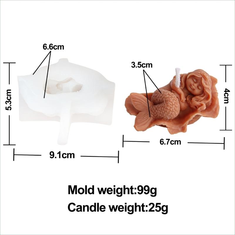 Mermaids Candle Silicone Mold Human Girl Soap Resin Plaster Mould Cake Chocolate Making Sleep Girl Statue Desktop Decor