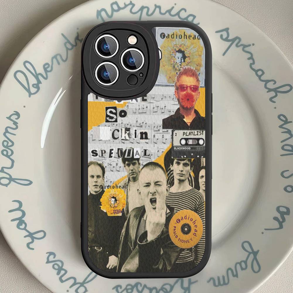 Vintage Mode Design Radiohead Handyhülle Für IPhone 11 12 13 14 15 16 Pro Max Mini Plus Weiche Lederhülle