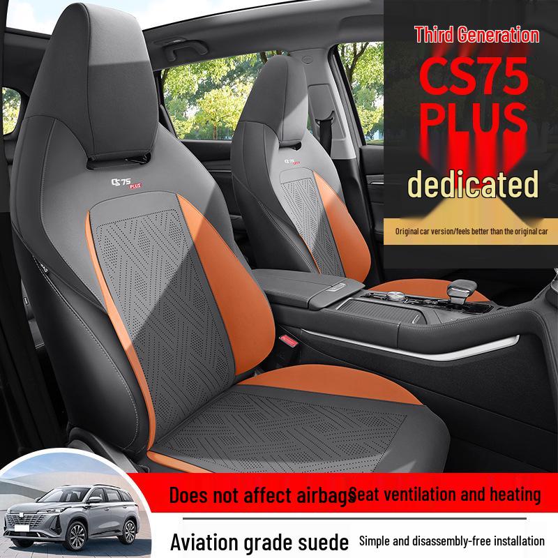 Suede Saddle Cushion: Ventilated Half-Wrap Seat Cover for Changan CS75 Plus