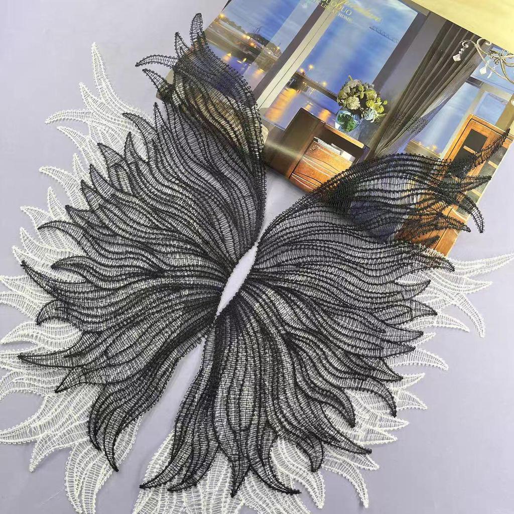 1Pair Black White Embroidery Lace Cloth Patch DIY Clothing Repair Sewing Decoration