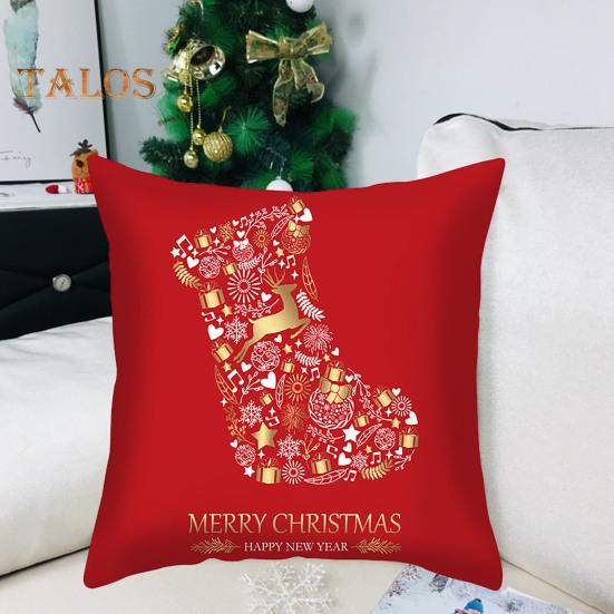 45x45CM Christmas Square Pillow Case Red Elk Snowflake Bell Stocking Star Zipper Reusable Sofa Bedroom Decoration Pillow Cushion Cover Party Supplies