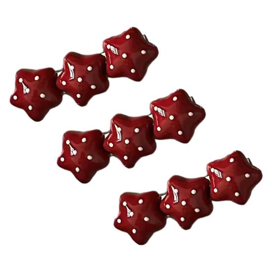 

3Pcs Girl Hairpins Dot Print Star Design Glossy Resin Hair Clips Stable Grip No Damage Side Bangs Hair Pins Hair Accessories