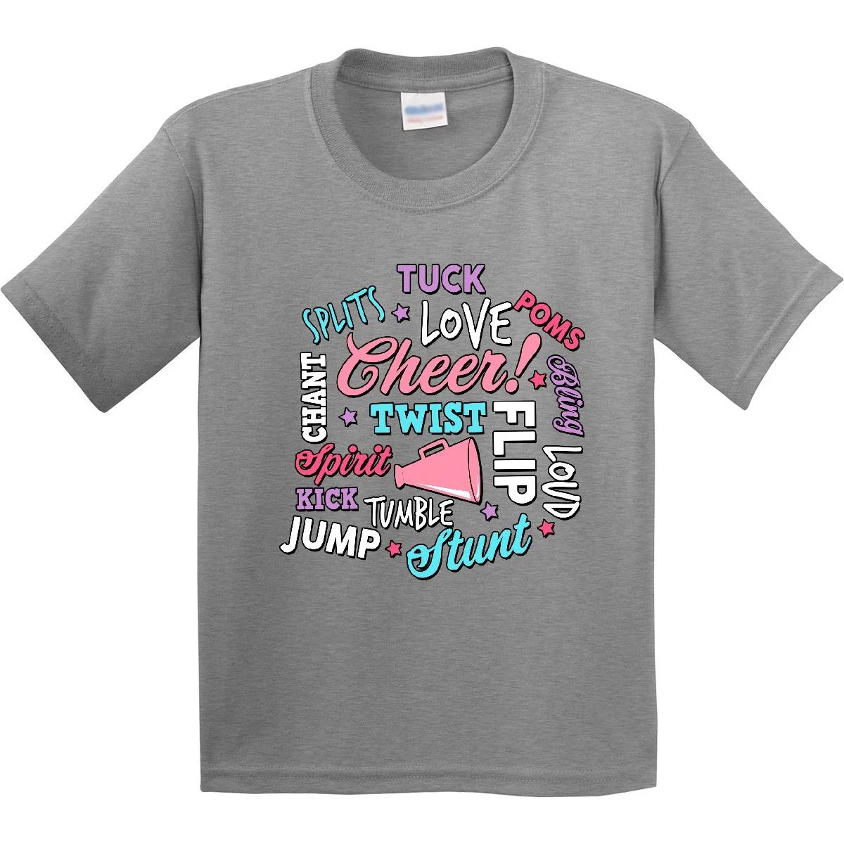 

Inktastic Cheer Word Salad With Megaphone And Stars Youth kids boys T-Shirt Sports I Love 100