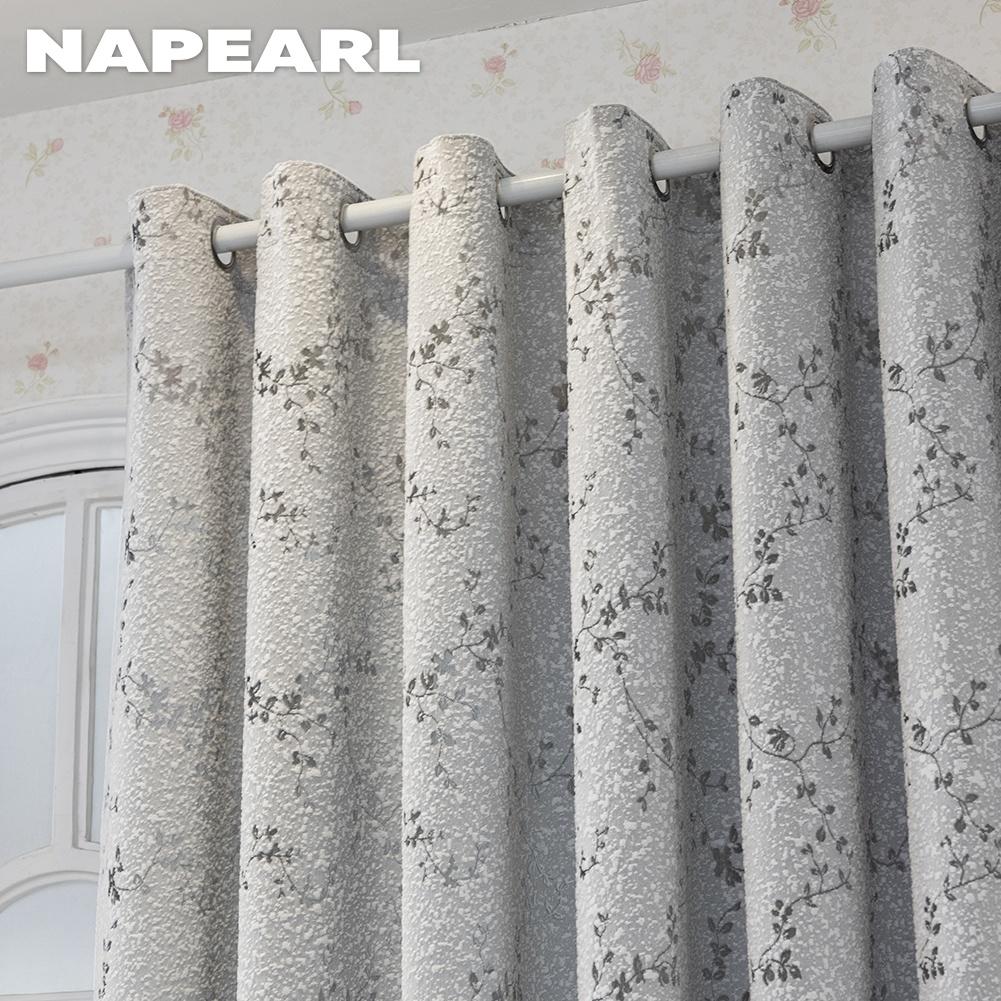 1PC NAPEARL Vintage Rural Style Jacquard Curtains, Gray Rattan Vine Branch Leaf Sheer Curtain for Bedroom Living Room Home Decor