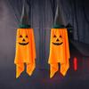 Halloween Hanging Pumpkin Ghost Decoration 40 Inch Large Orange Pumpkin with Wizard Hat for Outdoor Garden Tree Decor