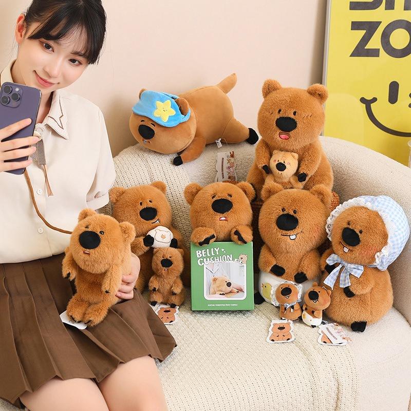 Cute Buckle Dolls  Kapibala Dolls Plush Toys Sleeping Rag Dolls  Girls Birthday Gifts